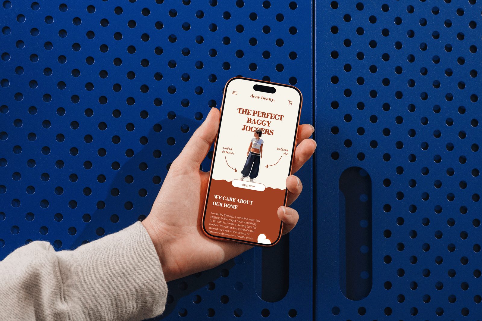 Dear Beany mockup held in hand